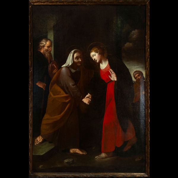 Massimo Stanzione (Atella 1585 - Nápoles 1656) atribuido - Visitación de la Santísima Virgen María a su prima Isabel. 