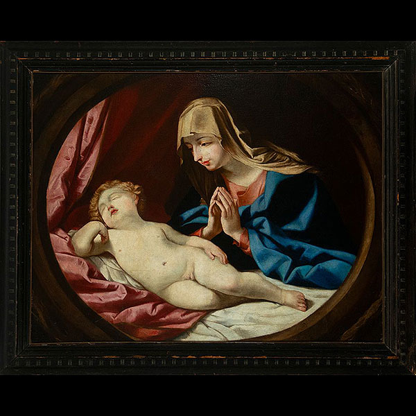 Siguiendo modelos de Guido Reni (Bolonia, 1575-1642) - Virgen con el Niño dormido, siglo XVII.