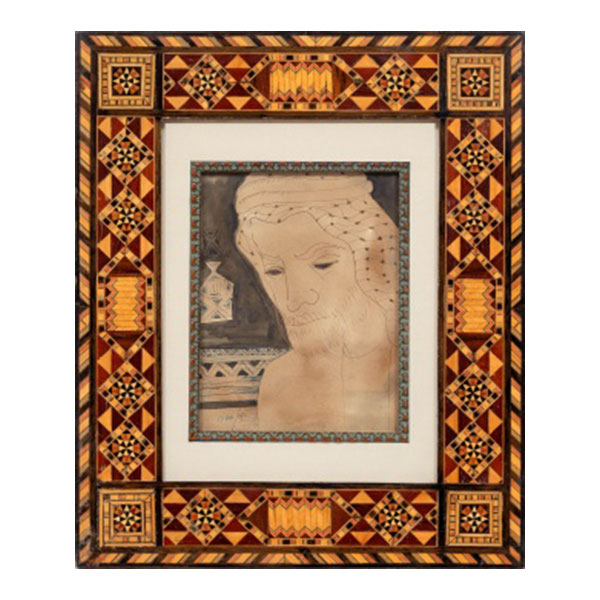 ESCUELA EUROPEA   (Mediados S. XX)  "Rostro"  Firmado: 1964  Tinta / Acuarela / Papel 