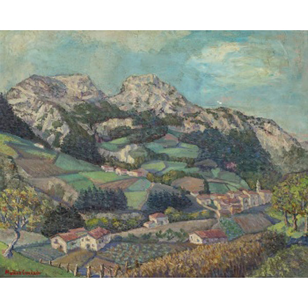 PEDRO MUÑOZ CONDADO  (Madrid 1903 - Baracaldo 1988) &quot;Paisaje con caseríos&quot;