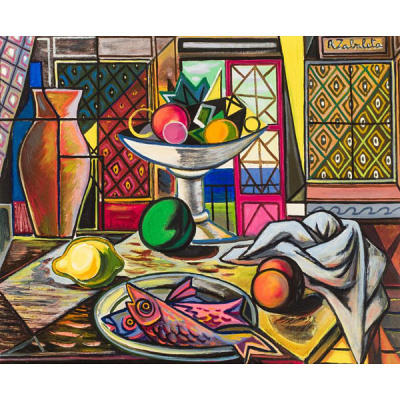 Rafael Zabaleta (1907 - 1960) &quot;Bodegón&quot;. Óleo sobre lienzo.