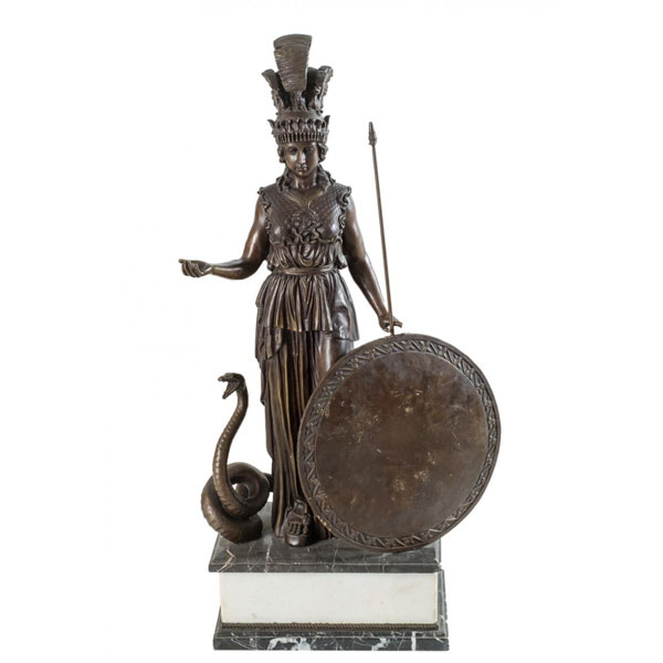 Atenea en bronce circa 1900