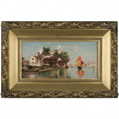 Antonio Reyna (1859 - 1937) &quot;Venecia&quot;. Óleo sobre lienzo.  