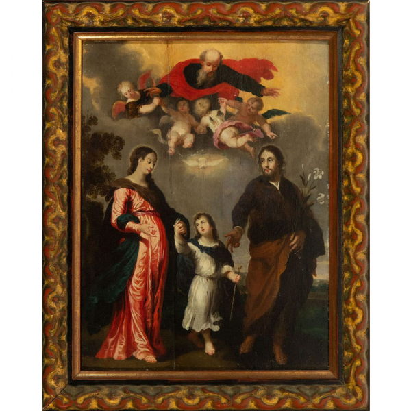 Sagrada Familia junto a Dios Padre, escuela flamenca del siglo XVI.