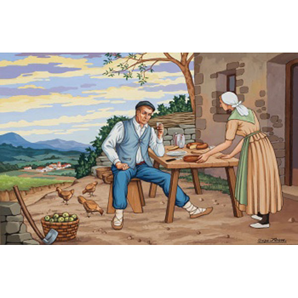 JOSÉ ARRUE  (Bilbao 1885 - Llodio 1977) "Aldeanos en el almuerzo"