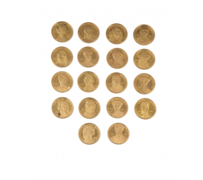 Conjunto de 18 medallas con bustos de Reinas europeas