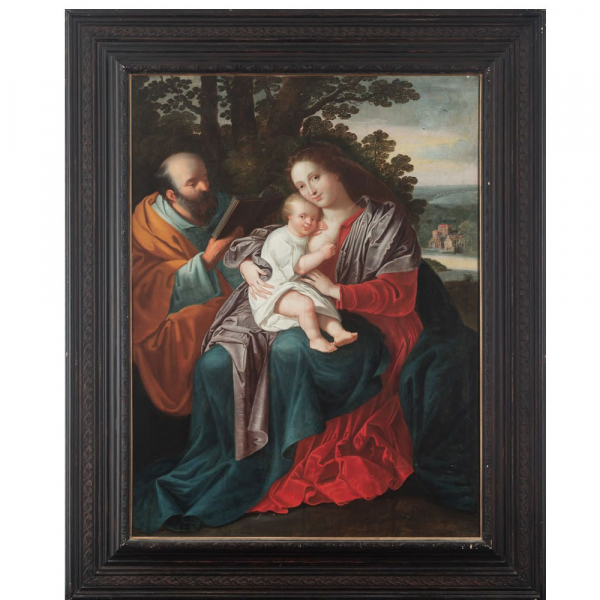 Taller de Federico Barocci del siglo XVI. &quot;Descanso en la huida a Egipto&quot;.    Óleo sobre tabla. 