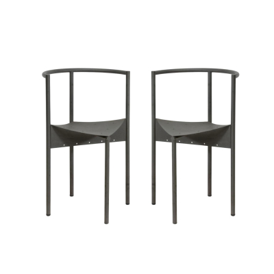 Phillippe Stark (Par&iacute;s, Francia, 1949) para Disform.  Pareja de sillas modelo &laquo;Wendy Wright&raquo; en metal lacado, c.1986. 