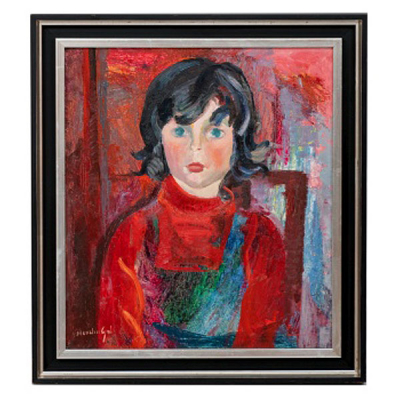 MENCHU GAL ORANDAIN  (Irún, Guipúzcoa 1919 - 2008) &quot;Retrato de niña en rojo&quot;