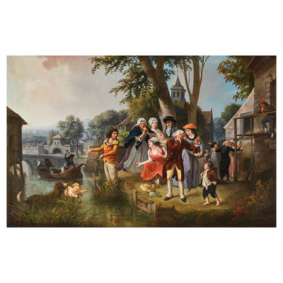 Étienne Aubry (Versalles, Francia, 1745-1781) Infante rescatado. Óleo sobre tela.