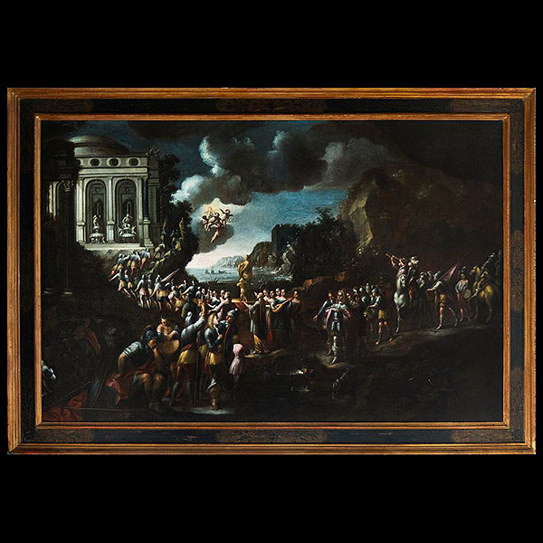 Escuela Italiana del siglo XVIII - Escena Mitológica con Adoración de una Deidad.