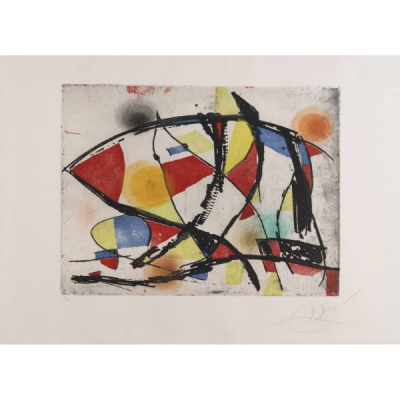 Joan Mir&oacute; i Ferr&agrave; (Barcelona, 1893-Palma de Mallorca, 1983)  Serie &laquo;Enrajolats&raquo;.  Grabado firmado y numerado