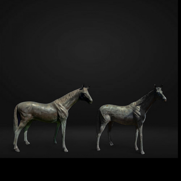 Escuela Contemporánea del siglo XX - Pareja de caballos en tamaño real