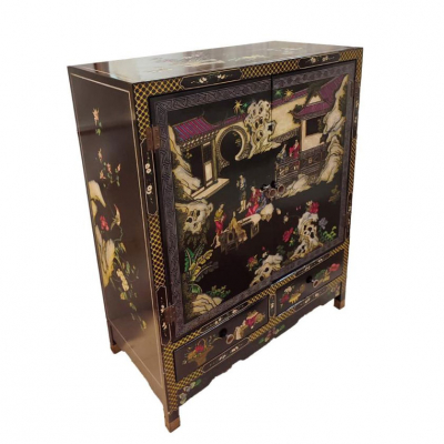 Cabinet chino para la exportación realizado en madera tallada. China, mediados del S. XX.