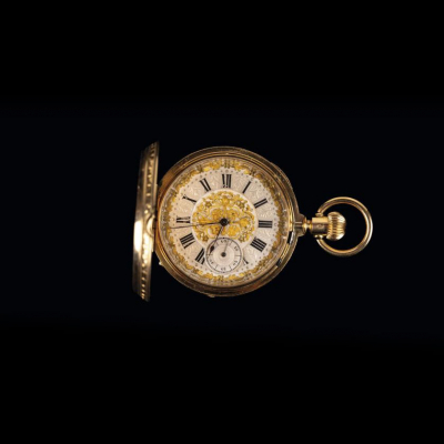 Reloj PATECK &amp; CO antiguo de bolsillo de oro amarillo de 18 K. Tipo saboneta. Remontoir. Chronómetro. Numerado 106321, 10632 y 24.