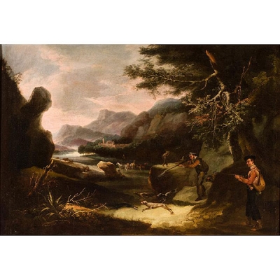 Valeriano Domínguez Becquer. Escena de caza