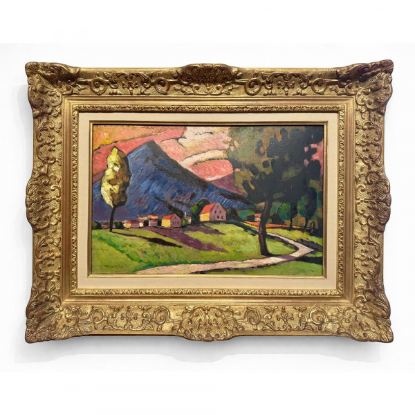 VASILI KANDINSKY (Moscú, 1866 – Neuilly-sur-Seine, 1944)  "Village" (1909).  
