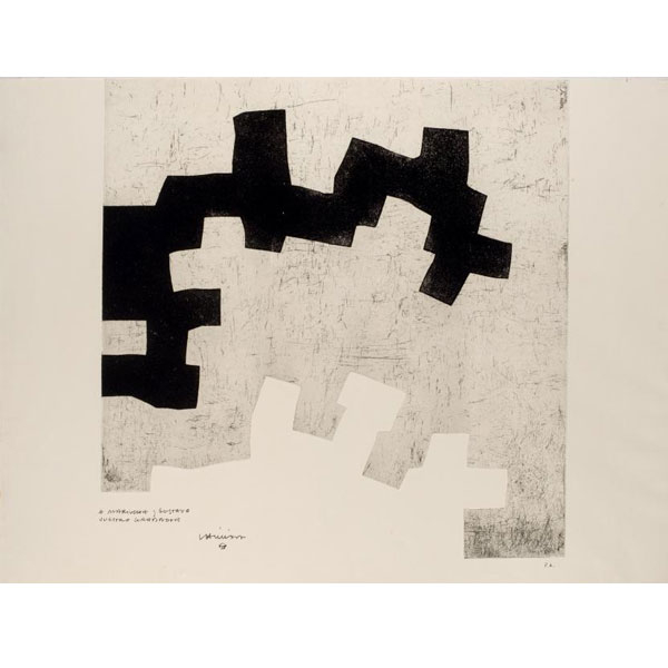 Eduardo Chillida  (1924 - 2002).  "Aldikatu III (1972)". Aguafuerte sobre papel Guarro. 