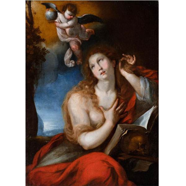 Sebastián de LLanos y Valdés (c.1605 - 1677).  &quot;Magdalena&quot;. Óleo sobre lienzo. 