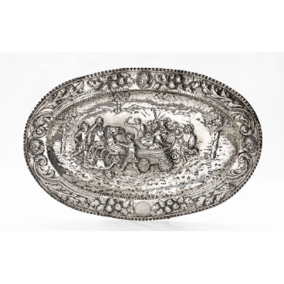Bandeja oval en plata Estilo Luis XVI.