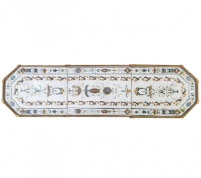 &quot;Sourtout de table&quot; neoclásico en &quot;scagliola&quot; policromada y dorada.  Trabajo italiano, ff. del S. XVIII - pp. del S. XIX. 