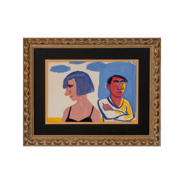 ALFONSO GORTÁZAR  (Bilbao, Vizcaya 1955) "Personajes" Firmado: Gortazar 90 (a lapicero) Acuarela / Papel  