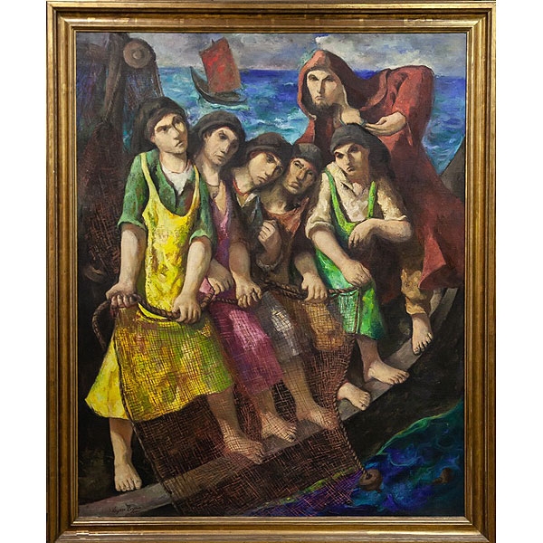 Bonifacio L&aacute;zaro Lozano (Portugal, 1906 - Badajoz, 1999) "Pescadores"