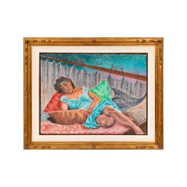 R. YAGÜE  (S. XX) "Serie ; intimidades, Arivel Sonhando" Firmado: R. Yagüe 88 Guache / Papel 