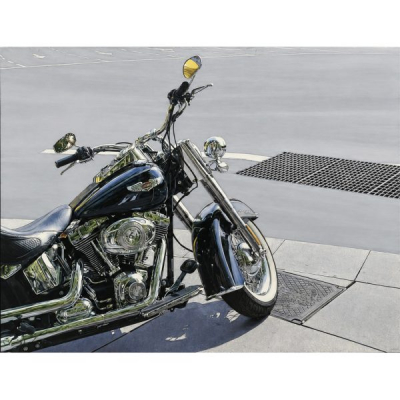 Carlos D. Pulido (Toledo, 1967)  Harley Deluxe.  &Oacute;leo sobre lino encolado a tabla. Firmado y fechado en 2012-2013.