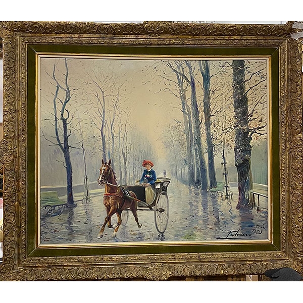 Alfredo Palmero &ldquo;Maestro Palmero&rdquo; "Coche de caballos por Par&iacute;s"