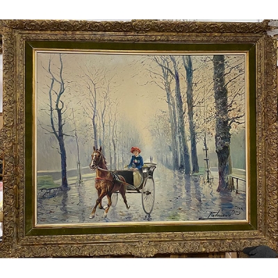 Alfredo Palmero &ldquo;Maestro Palmero&rdquo; "Coche de caballos por Par&iacute;s"