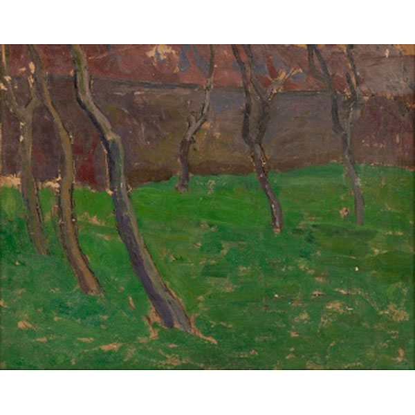 DANIEL VÁZQUEZ DÍAZ   (Nerva, Huelva 1881 - Madrid 1969)  "Árboles"  Óleo / Cartón 