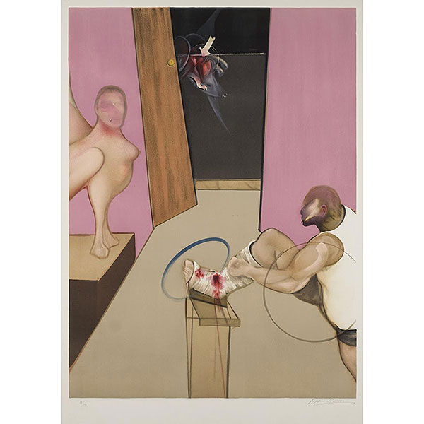 Francis Bacon.  "Aedipus and the Sphinx (after Ingres) (1984)". Litografía sobre papel Vélin de Arches
