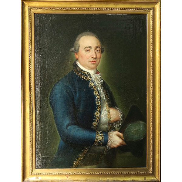 Atribuido a Francisco Bayeu y Subias (Zaragoza, 1734 - Madrid, 1795) "Retrato de caballero con chaqueta azul"