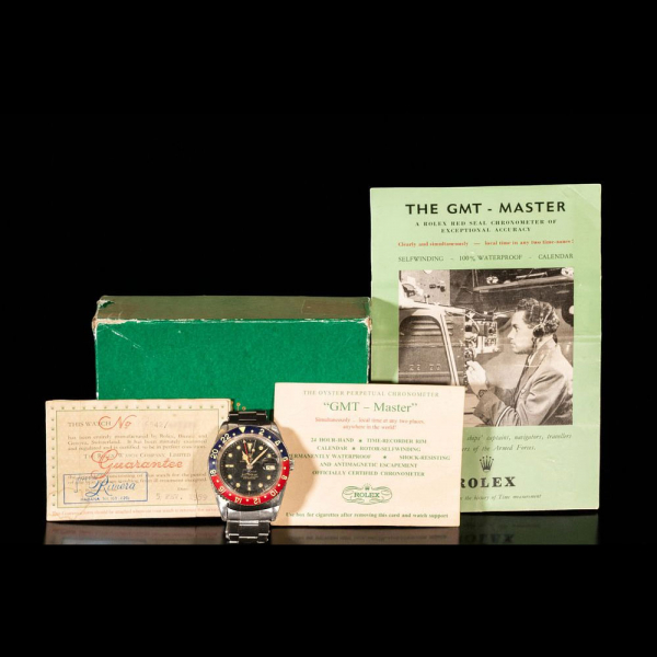 Excepcional Rolex GMT 6542 Año 1959 "Joyería Riviera", La Havana 1959, con documentación y caja original, en acero. 