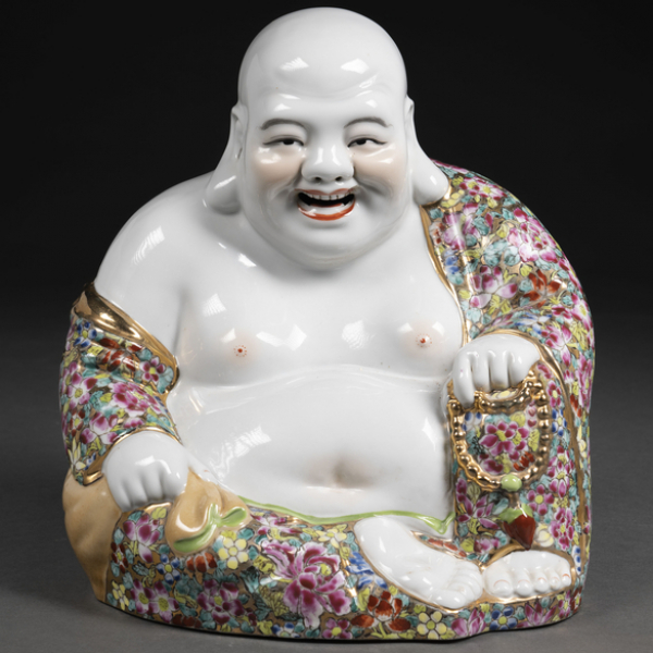 "Buda de la felicidad" Figura realizada en porcelana china. Trabajo Chino, Siglo XX