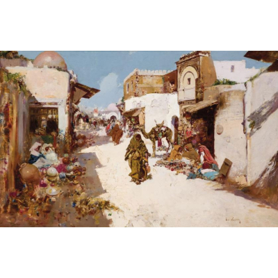 Jos&eacute; Navarro Llorens. "Zoco". &Oacute;leo sobre tabla. Firmado en el &aacute;ngulo inferior derecho.