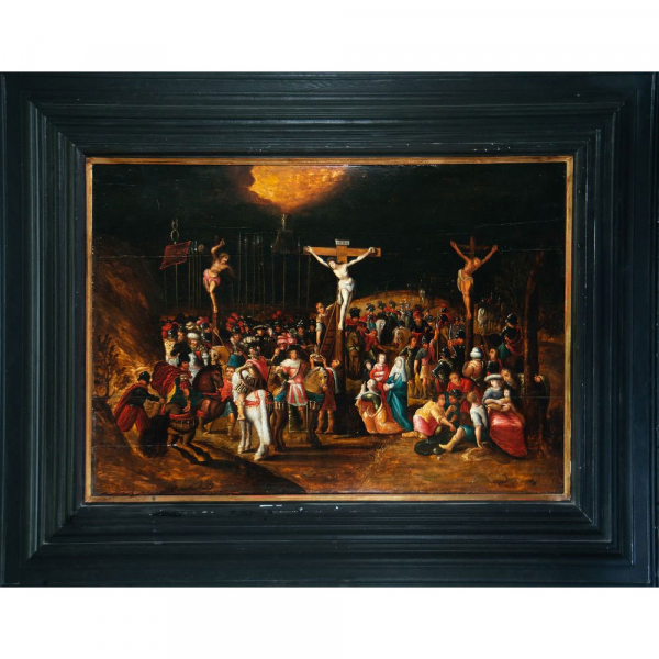 "Calvario" atribuido a Frans Fracken III (Amberes, 1607-1667), Escuela Flamenca del siglo XVII.
