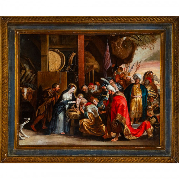"Adoración de los Magos" Círculo de Peter Paul Rubens, Escuela Flamenca del siglo XVII. 