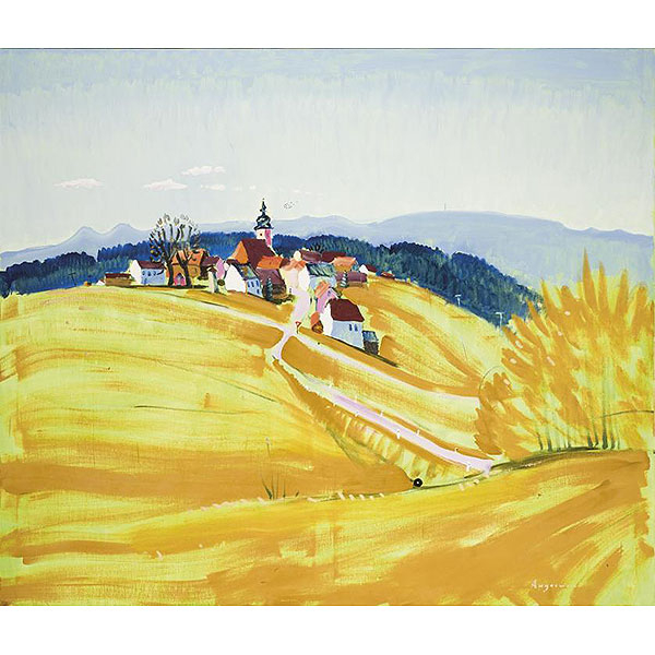 Peter Angermann.  (1945)   "Paisaje". Óleo sobre lienzo. Firmado en el ángulo inferior derecho.