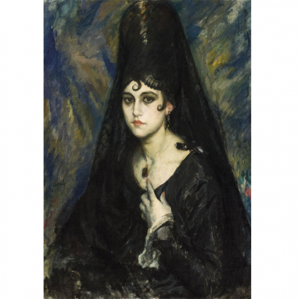 Ricardo Canals y Llambi. "La dama de negro". &Oacute;leo sobre lienzo.