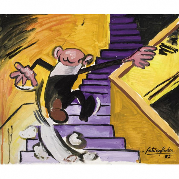 Patricia Gadea. "Sin título (1985)". Acrílico sobre lienzo. Firmado y fechado (85) en el ángulo inferior derecho.