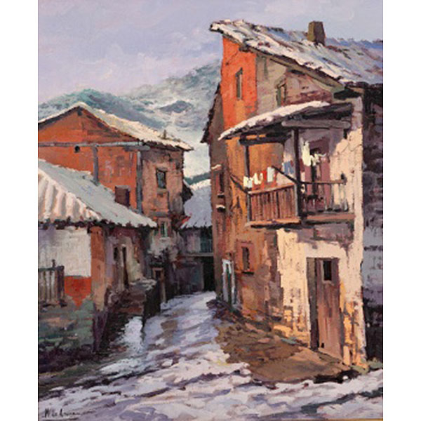 MANUEL DE GRACIA  (Mora de Toledo, Toledo 1937 - 1985) "Casas de Potes" Firmado: M. de Gracia