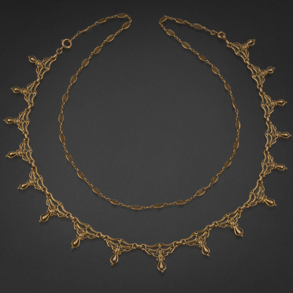 Collar de finales del siglo XIX en oro amarillo de 18 kt. Trabajo Franc&eacute;s, finales del siglo XIX