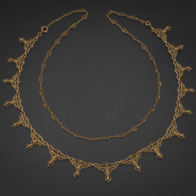Collar de finales del siglo XIX en oro amarillo de 18 kt. Trabajo Franc&eacute;s, finales del siglo XIX