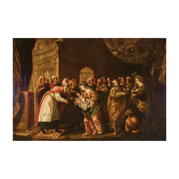 Escuela europea, s.XVIII. La presentación de Jesús en el Templo. Óleo sobre tela.