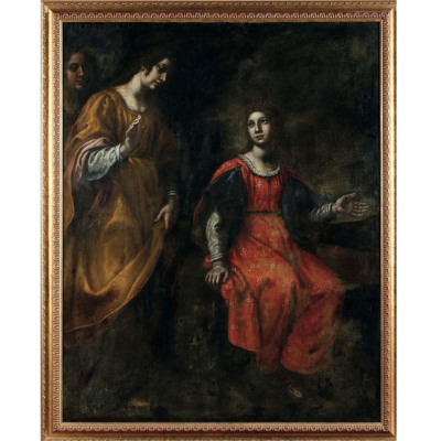 "Mois&eacute;s salvado de las aguas" atribuido a Francesco Curradi, escuela florentina, Siglo XVII.