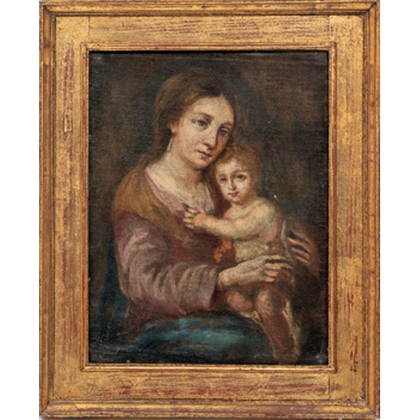 ESCUELA ESPAÑOLA  (S. XVII) "Virgen con niño"
