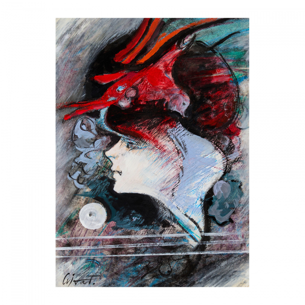 Modest Cuixart (Barcelona, 1925-Palamós, Girona, 2007) Beta. Técnica mixta sobre papel adherido a tabla.