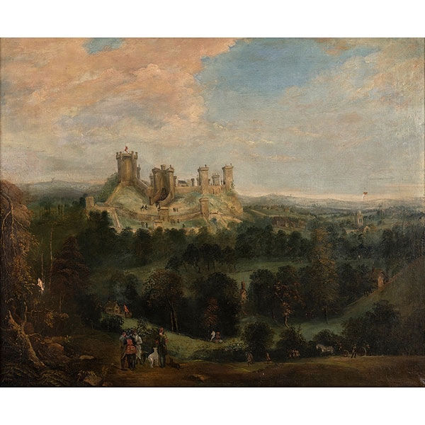 Escuela inglesa, S.XIX "Paisaje con castillo"